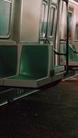 Subway Car With Green Seats and Red Floor video