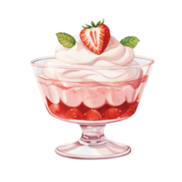 Fresh strawberries with cream in a glass AI Generate png