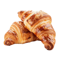 Two delicious croissants isolated on white background AI Generate png