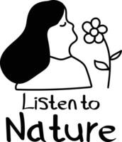 Listen to Nature Hand Drawn Illustration vector