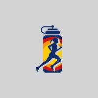 Bottle runner logo graphic illustration on background vector