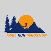 Trail run marathon logo graphic illustration on background vector