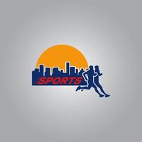 corriendo deporte logo gráfico ilustración en antecedentes vector
