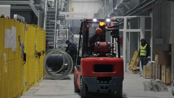 Work Of A Forklift Truck Inside The Plant video