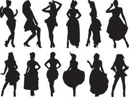 burlesque silhouette on white background vector
