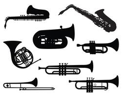 Musical instruments silhouette on white background vector