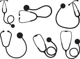 Stethoscope silhouette on white background vector