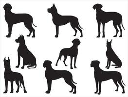 genial danés perros silueta en blanco antecedentes vector