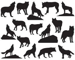 Wolf silhouette on white background vector