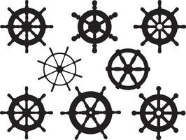 Ship wheels silhouette on white background vector