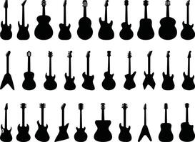 guitarras silueta en blanco antecedentes vector
