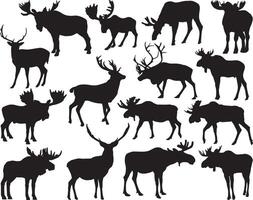 Moose silhouette on white background vector