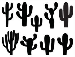 Cactus silhouette on white background vector