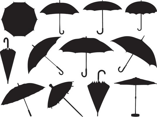 Umbrella silhouette on white background