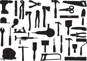 Work tools silhouette on white background vector