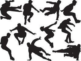 Parkour silhouette on white background vector