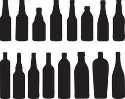 Glass bottles silhouette on white background vector