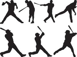 béisbol jugadores silueta en blanco antecedentes vector