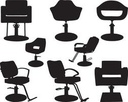 Barbero sillas silueta en blanco antecedentes vector
