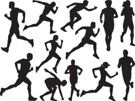 Runners silhouette on white background vector