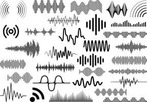 Sound waves silhouette on white background vector