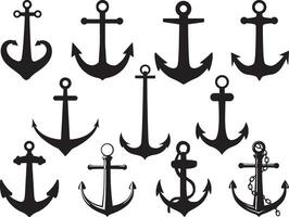 Ship anchors silhouette on white background vector