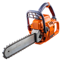 An Orange Colored Chainsaw Ready to Operate png