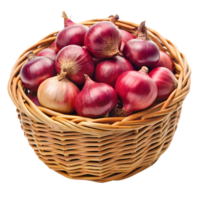 A Basket Filled With Red Onions png