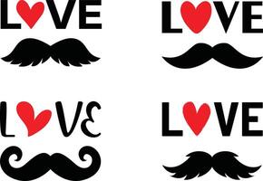 Love mustache design vector