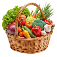 un cesta rebosante con vegetales png