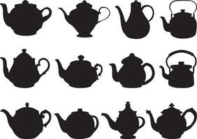 Teapot silhouette on white background vector