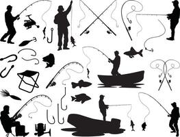 Fishing silhouette on white background vector