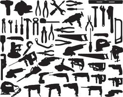 Work tools silhouette on white background vector