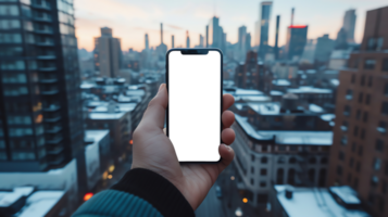 smartphone mockup cityscape png