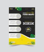 restaurant food menu poster or flyer design template vector