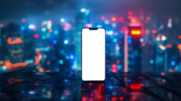 téléphone intelligent maquette nuit paysage urbain png