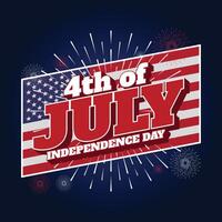 Estados Unidos independencia día 4to de julio saludo tarjeta o bandera vector