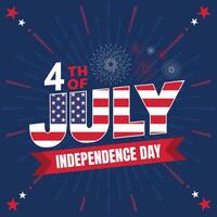 American Independence day 4th of July typography background or t-shirt design with usa flag. vector