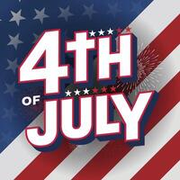 4to de julio americano independencia día tipografía bandera o saludo vector