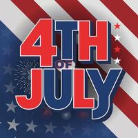 4th of July American Independence Day typography banner or greeting vector