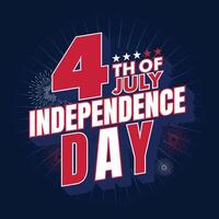 4th of July American Independence Day typography banner or greeting vector