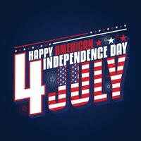 4to de julio americano independencia día tipografía bandera o saludo vector