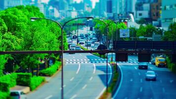 A timelapse of miniature city street at Yasukuni avenue in Tokyo daytime video