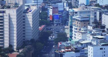 A traffic jam at the busy town in Ho Chi Minh high angle long shot video