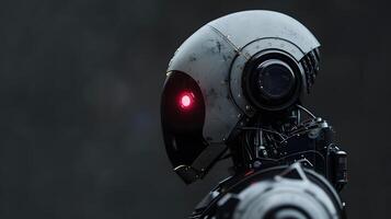 retrato de un androide robot, concepto de técnico apoyo. neural red foto