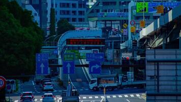 ein Zeitraffer von Innenstadt Straße beim sotobori Allee im Tokyo tagsüber lange Schuss Neigung video