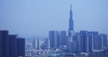 A high angle view of cityscape at the downtown in Ho Chi Minh daytime video