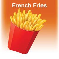 rápido comida francés papas fritas, patata comida en papel caja, envase. hecho en dibujos animados plano estilo. vector