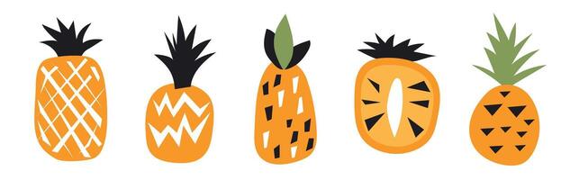 conjunto de resumen piña. sencillo piña. contemporáneo de moda ilustración. Fruta colección diseño para interior, póster, cubrir, bandera. todas elementos son aislado. vector