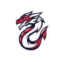 Stylized dragon emblem in red and white hues png